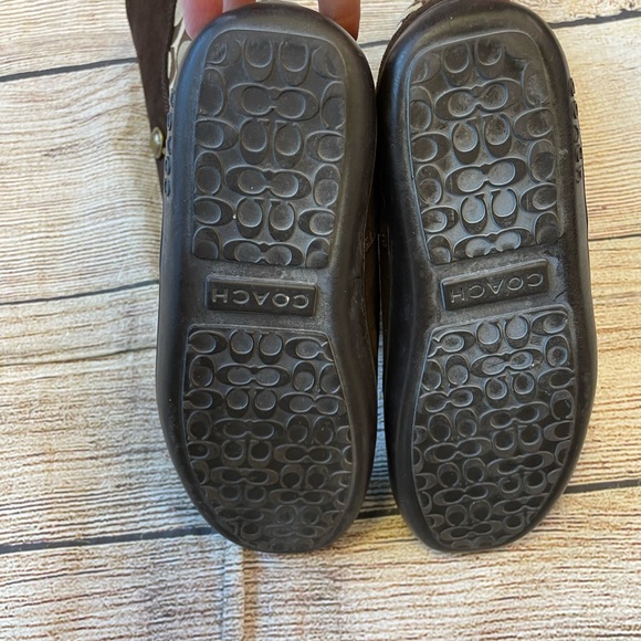 Coach Brown suede & see pattern flat calf boots has a buckle on the sides SZ 6 - Picture 5 of 6